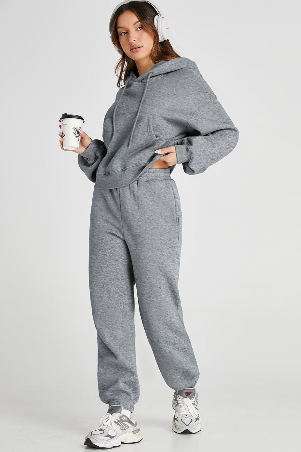 Dropped Shoulder Hooded Top and Pants Active Set - UrbanEthereal