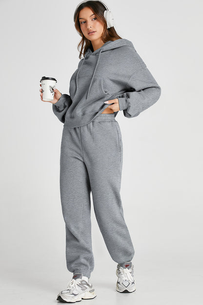 Dropped Shoulder Hooded Top and Pants Active Set - UrbanEthereal