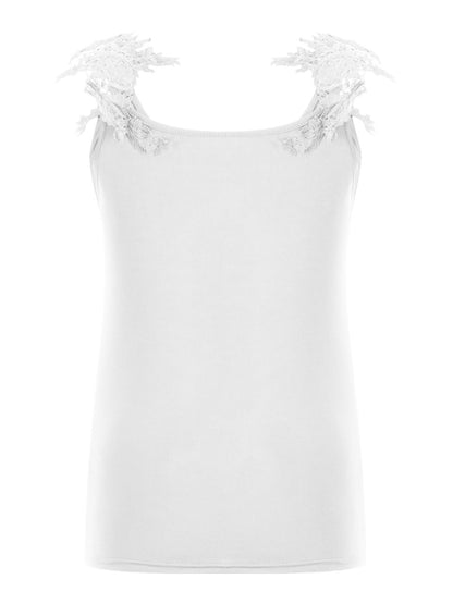 Full Size Lace Detail Scoop Neck Tank - UrbanEthereal