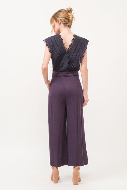 And The Why Laced Surplice Tie Waist Jumpsuit - UrbanEthereal