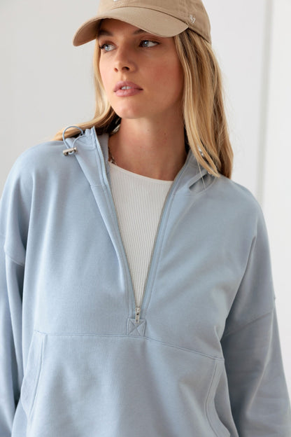 Le Lis Half Zip Drawstring Mock Neck Hoodie - UrbanEthereal