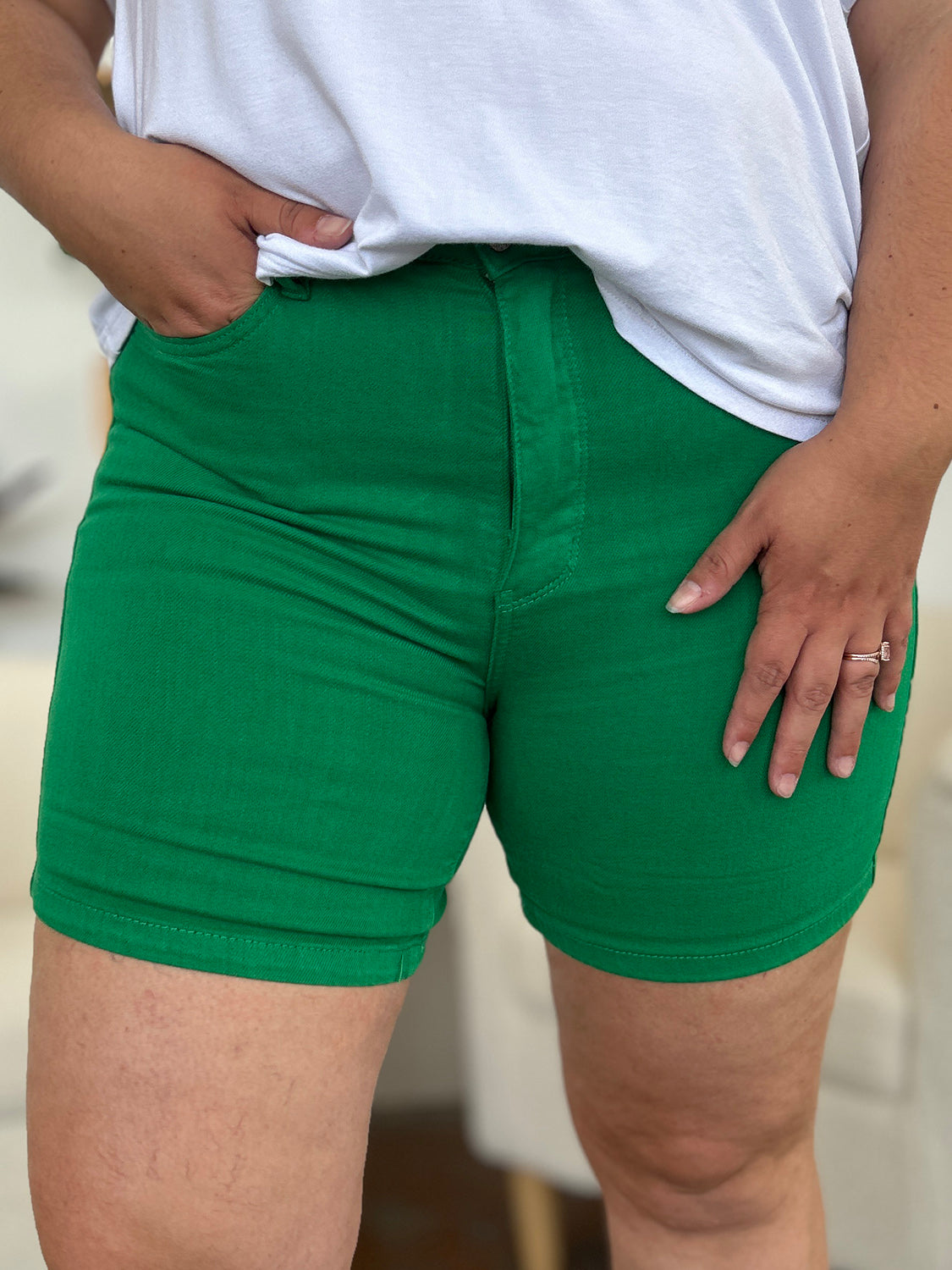Judy Blue Full Size Tummy Control Garment Dyed Denim Shorts - UrbanEthereal