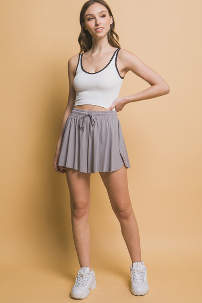 Love Tree Two In One Drawstring Active Skort - UrbanEthereal