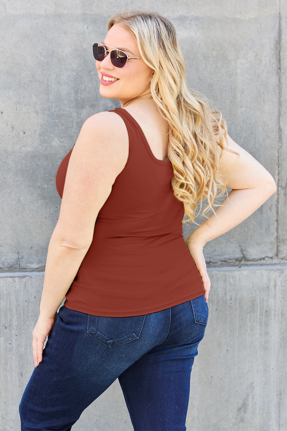 Basic Bae Full Size Square Neck Wide Strap Tank - UrbanEthereal