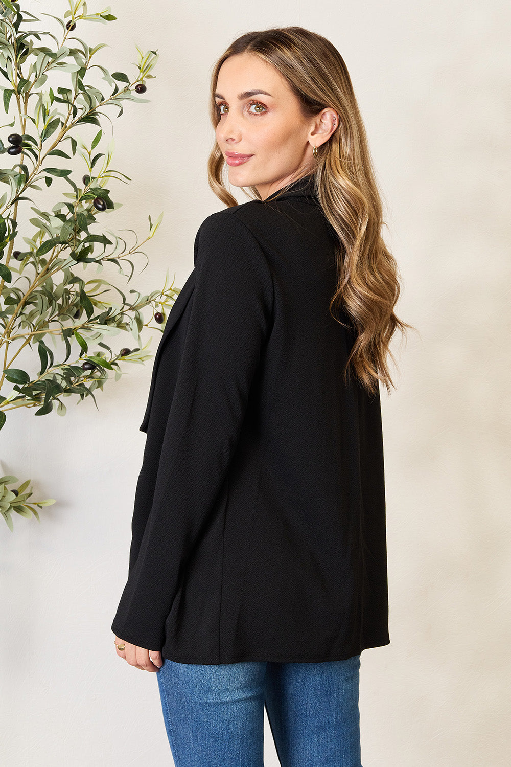 Heimish Full Size Open Front Long Sleeve Blazer - UrbanEthereal