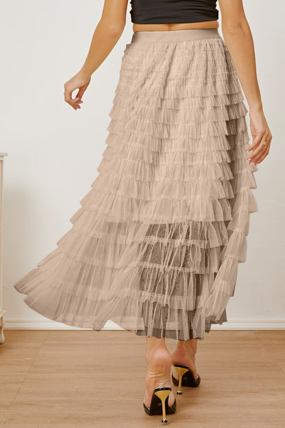 Ruched High Waist Tiered Skirt