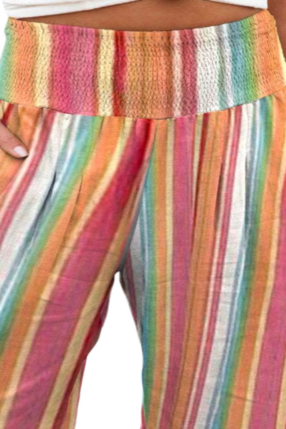 Plus Size Striped Wide Leg Pants - UrbanEthereal