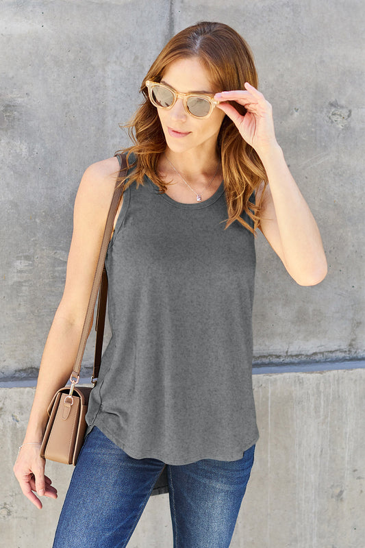 Basic Bae Full Size Round Neck Curved Hem Tank - UrbanEthereal