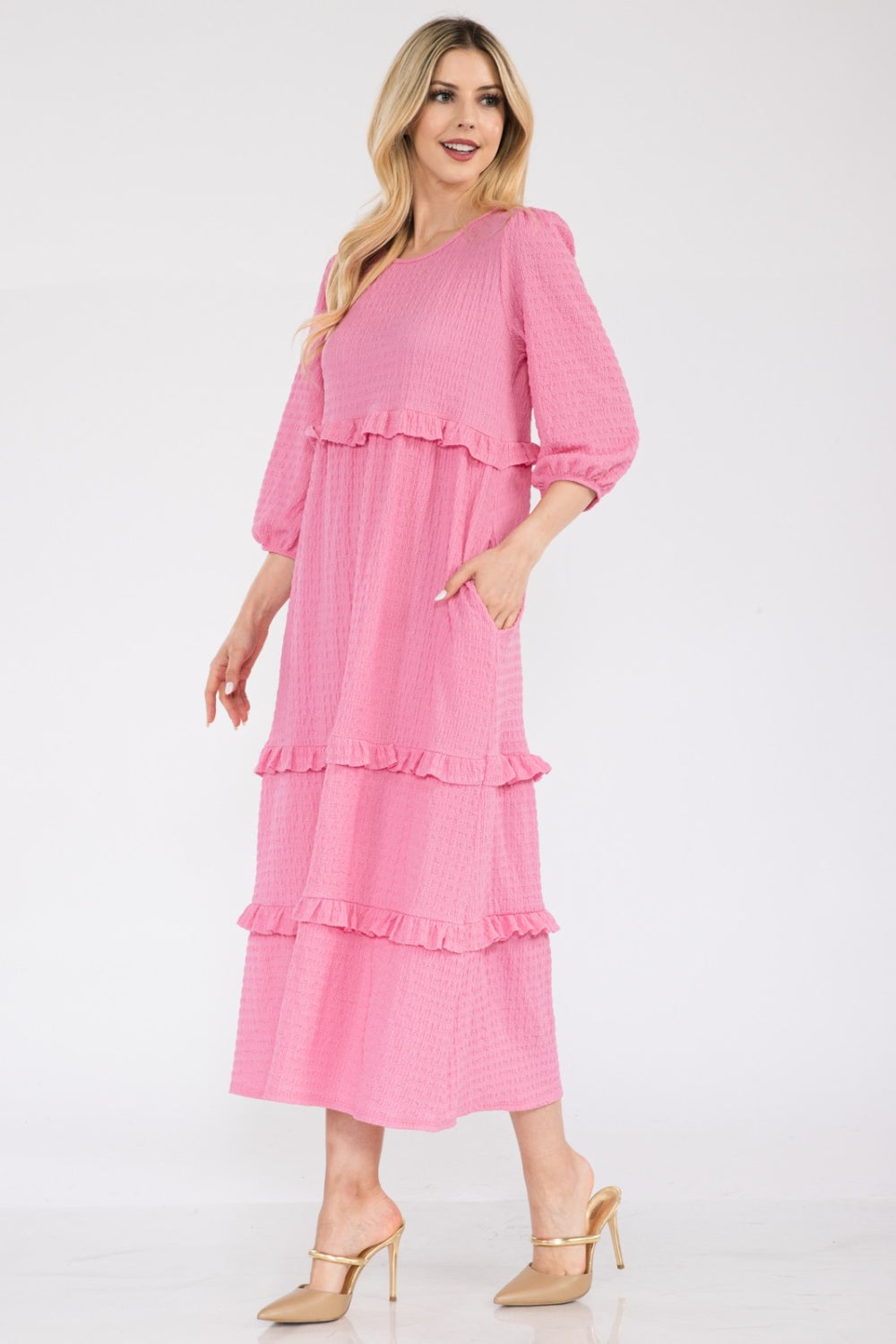 Celeste Full Size Tiered-Ruffle Midi Dress - UrbanEthereal