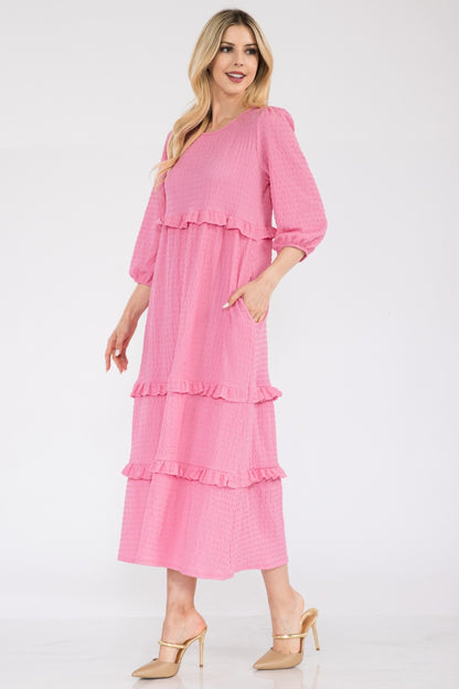 Celeste Full Size Tiered-Ruffle Midi Dress - UrbanEthereal