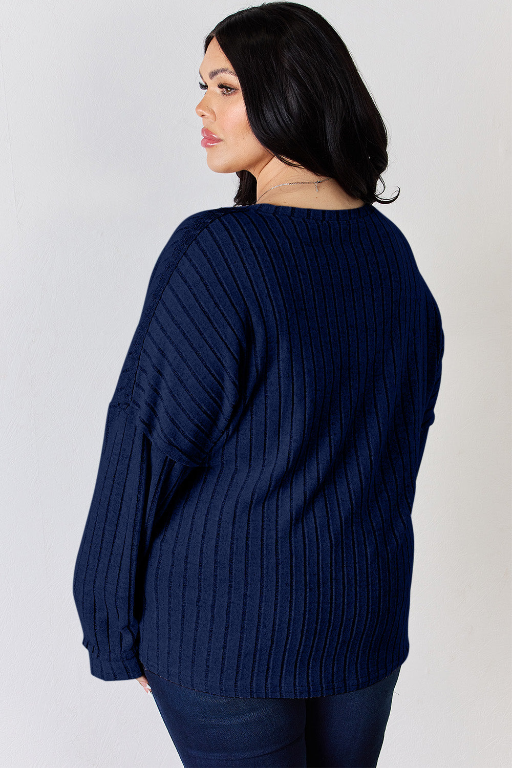 Basic Bae Full Size Ribbed Half Button Long Sleeve T-Shirt - UrbanEthereal