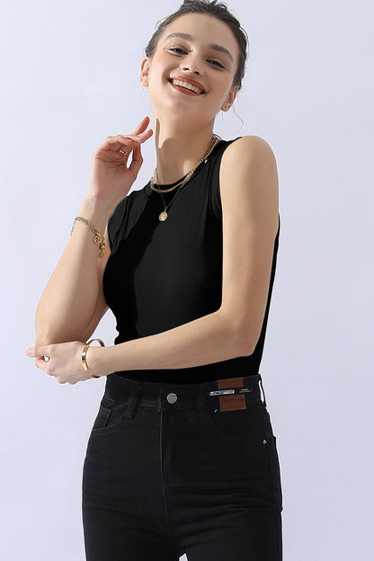 Ninexis Ribbed Round Neck Tank - UrbanEthereal