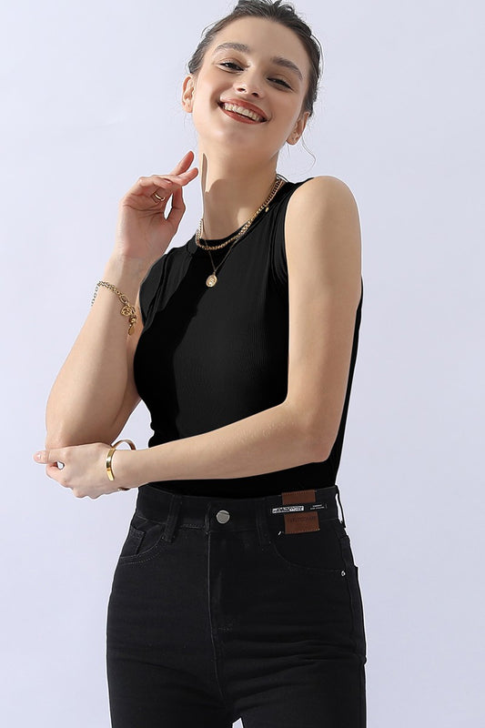 Ninexis Ribbed Round Neck Tank - UrbanEthereal