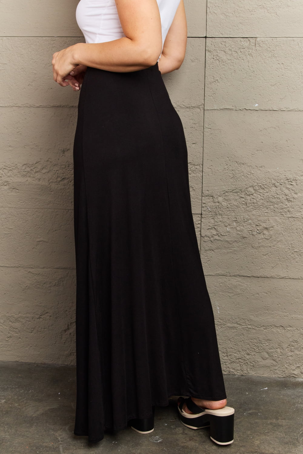 Culture Code For The Day Full Size Flare Maxi Skirt in Black - UrbanEthereal