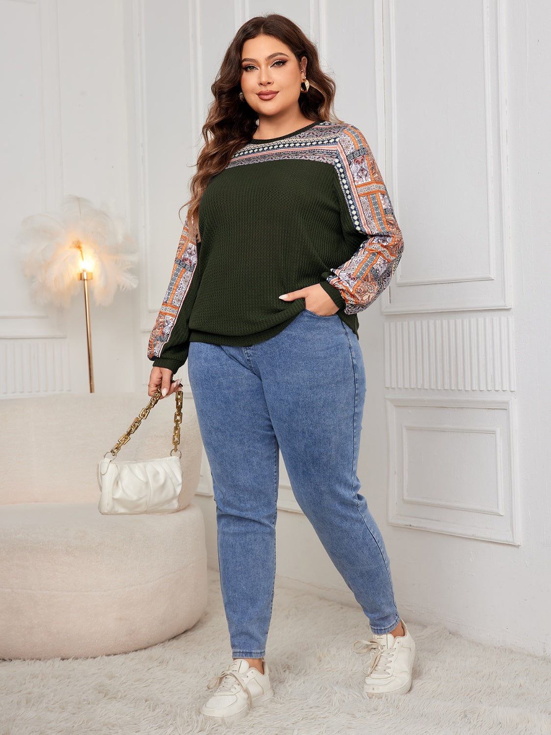 Plus Size Printed Long Sleeve Sweatshirt - UrbanEthereal