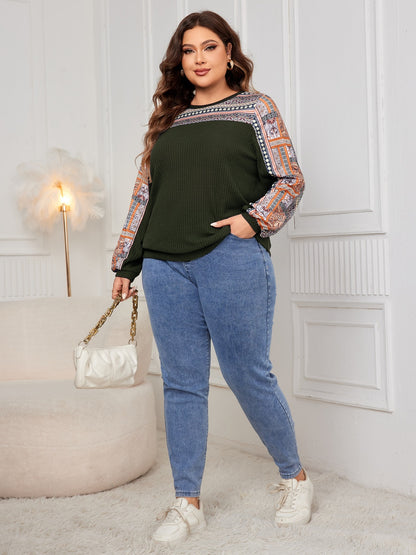 Plus Size Printed Long Sleeve Sweatshirt - UrbanEthereal