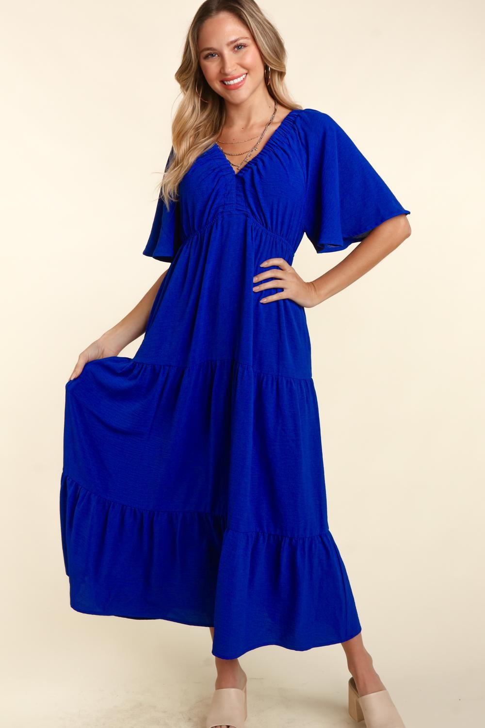 Haptics Tiered Babydoll Maxi Dress with Side Pocket - UrbanEthereal