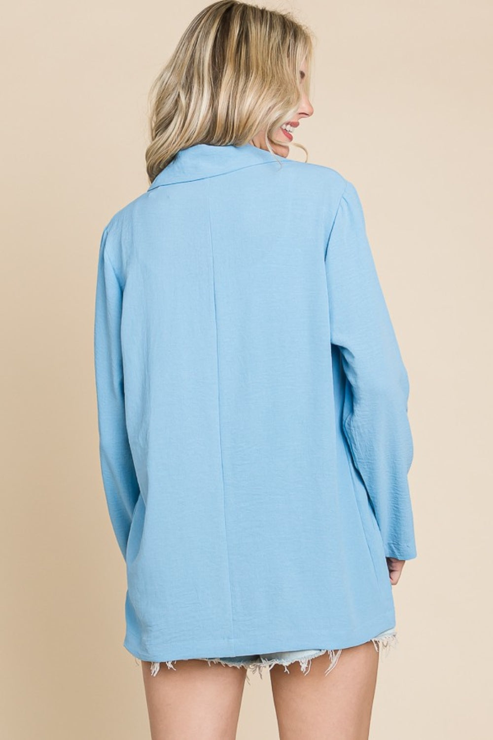 Culture Code One Button Long Sleeve Blazer with Pockets - UrbanEthereal