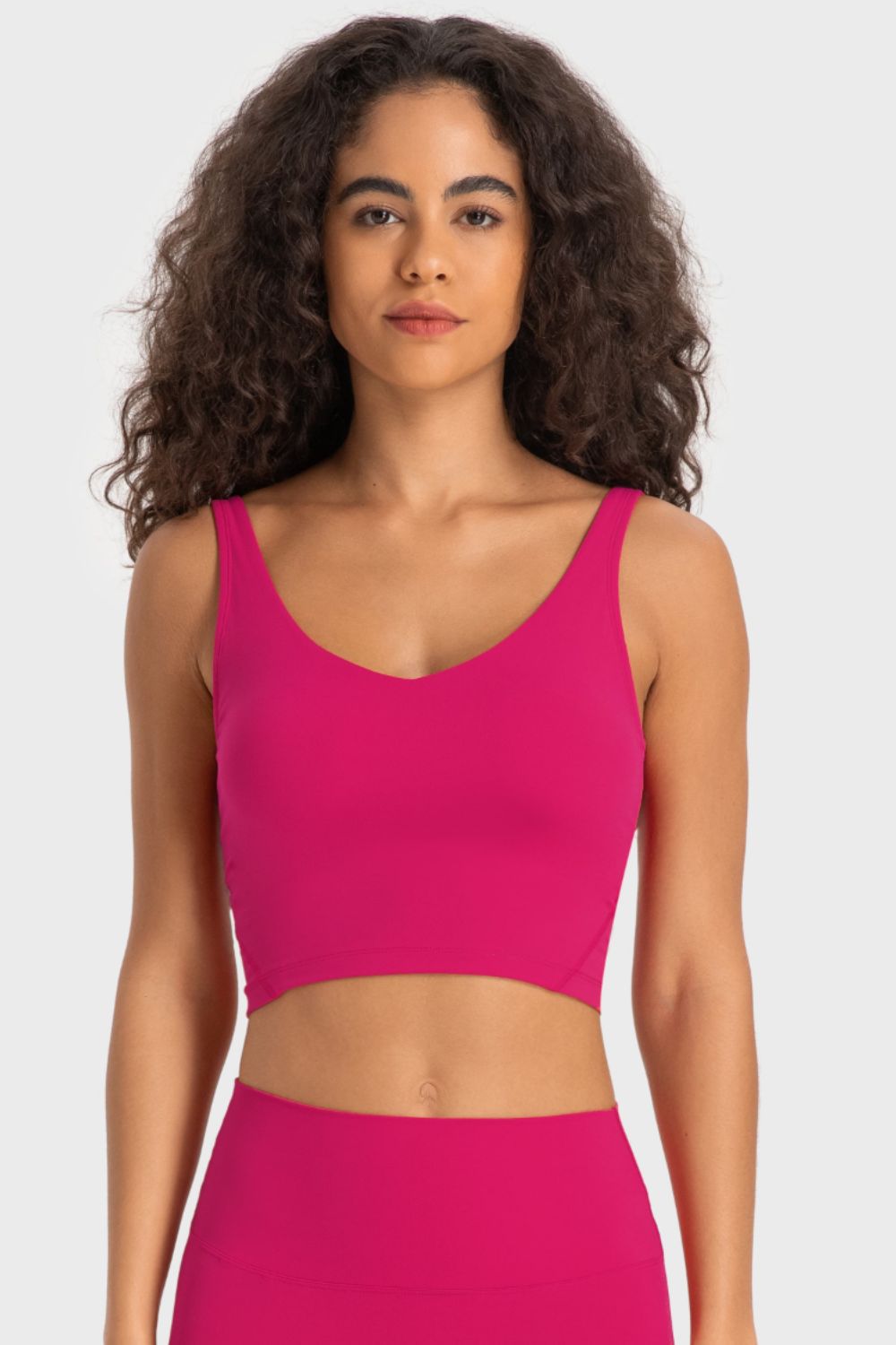 Deep V-Neck Crop Sports Bra - UrbanEthereal