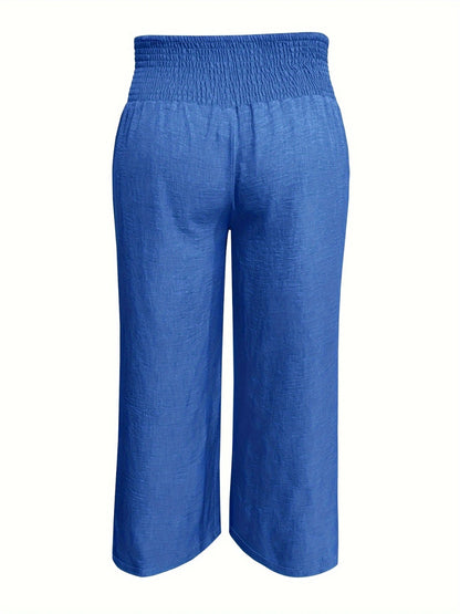 Plus Size High Waist Wide Leg Pants - UrbanEthereal