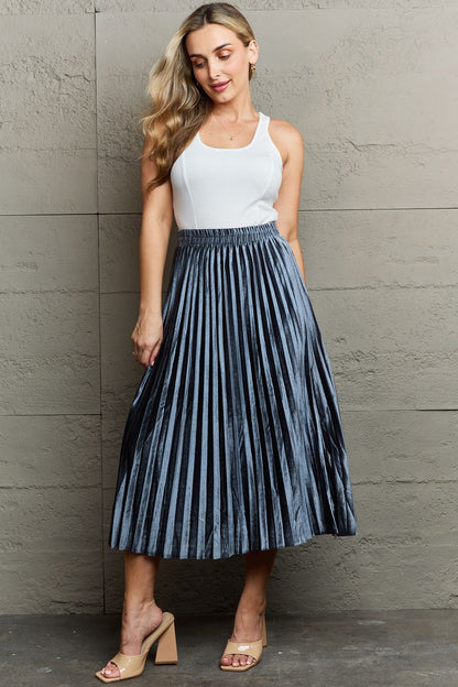 Ninexis Accordion Pleated Flowy Midi Skirt - UrbanEthereal