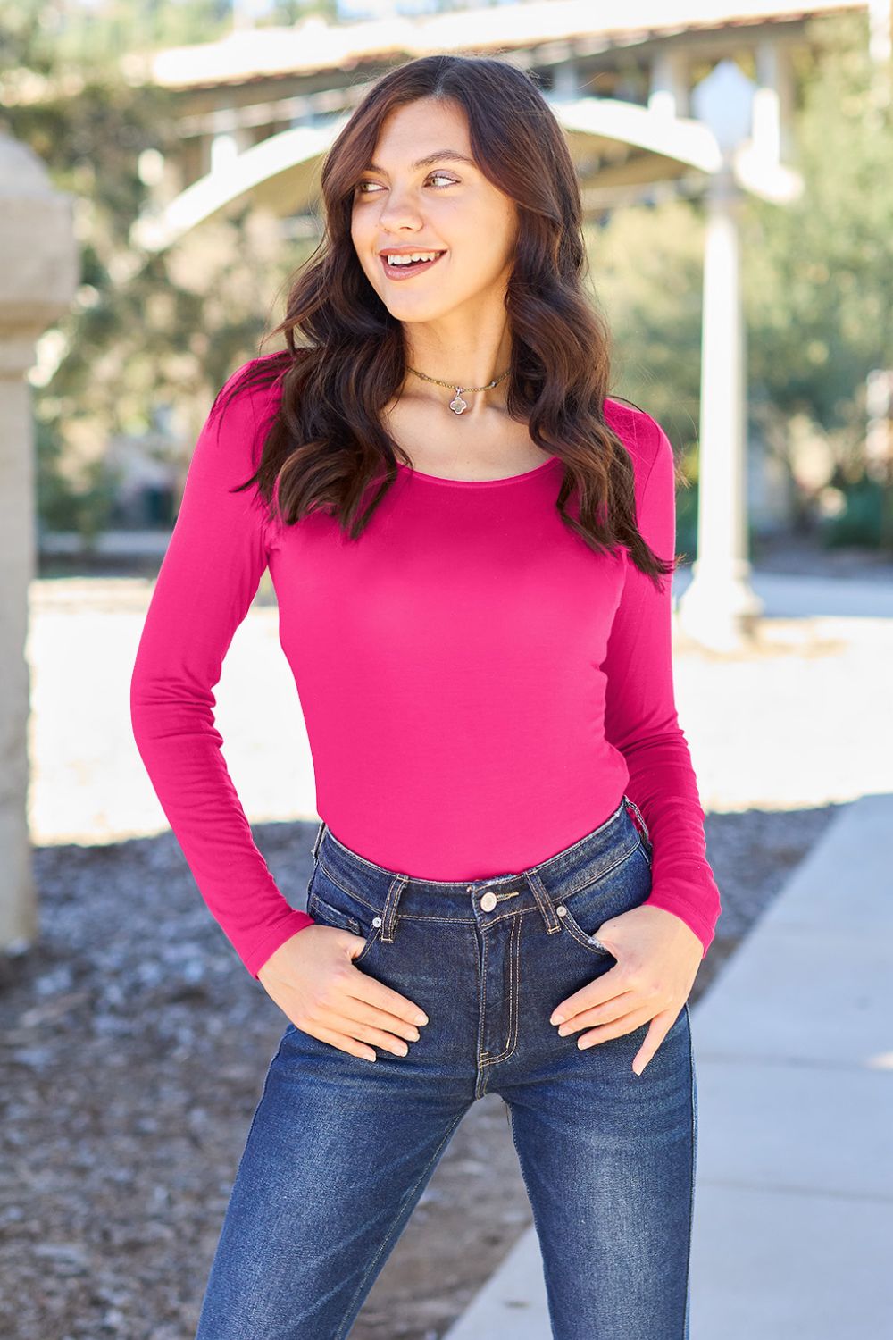 Basic Bae Full Size Round Neck Long Sleeve Bodysuit - UrbanEthereal