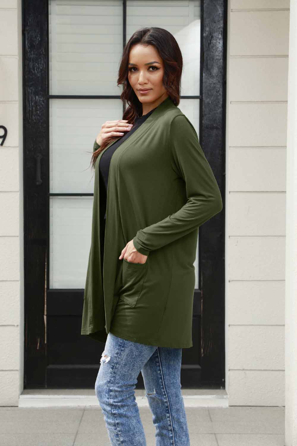 Basic Bae Full Size Open Front Long Sleeve Cardigan with Pockets - UrbanEthereal