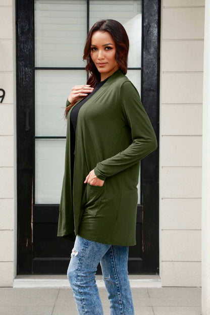Basic Bae Full Size Open Front Long Sleeve Cardigan with Pockets - UrbanEthereal