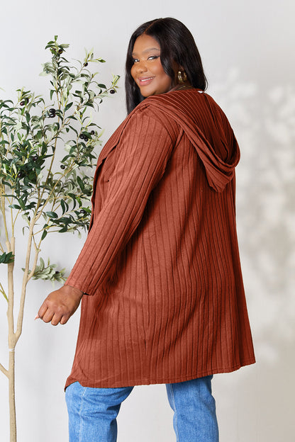 Basic Bae Full Size Hooded Sweater Cardigan - UrbanEthereal