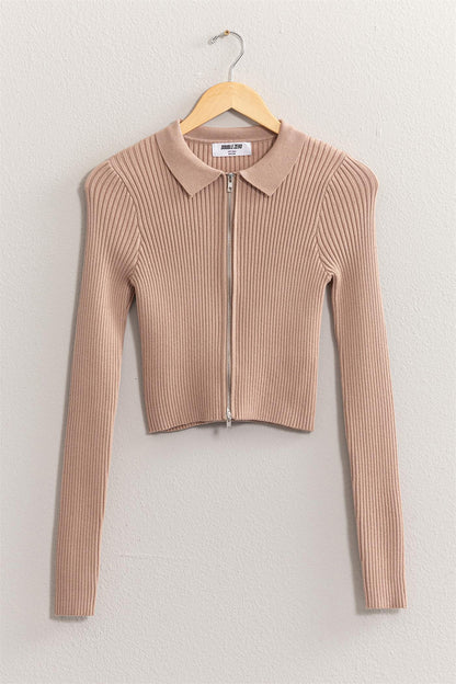 HYFVE Ribbed Double Zip Cropped Cardigan - UrbanEthereal