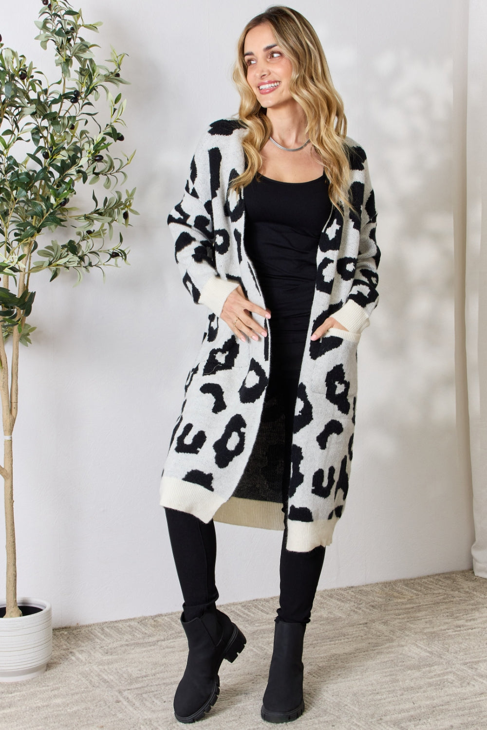 BiBi Leopard Open Front Cardigan - UrbanEthereal