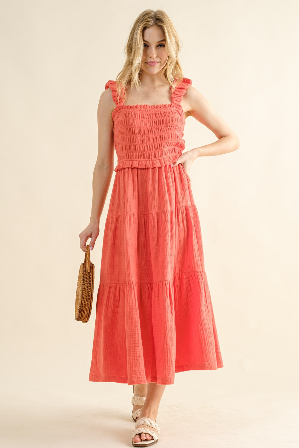 And The Why Smocked Ruffled Tiered Dress - UrbanEthereal