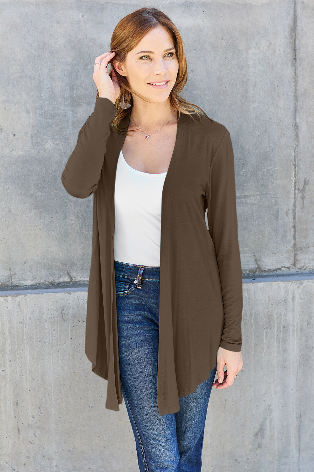Basic Bae Full Size Open Front Long Sleeve Cardigan - UrbanEthereal