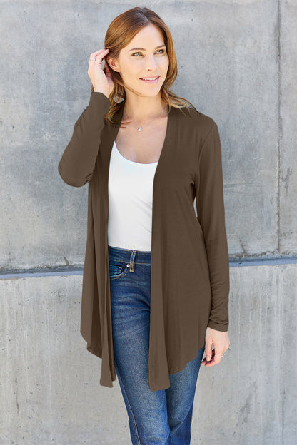 Basic Bae Full Size Open Front Long Sleeve Cardigan - UrbanEthereal