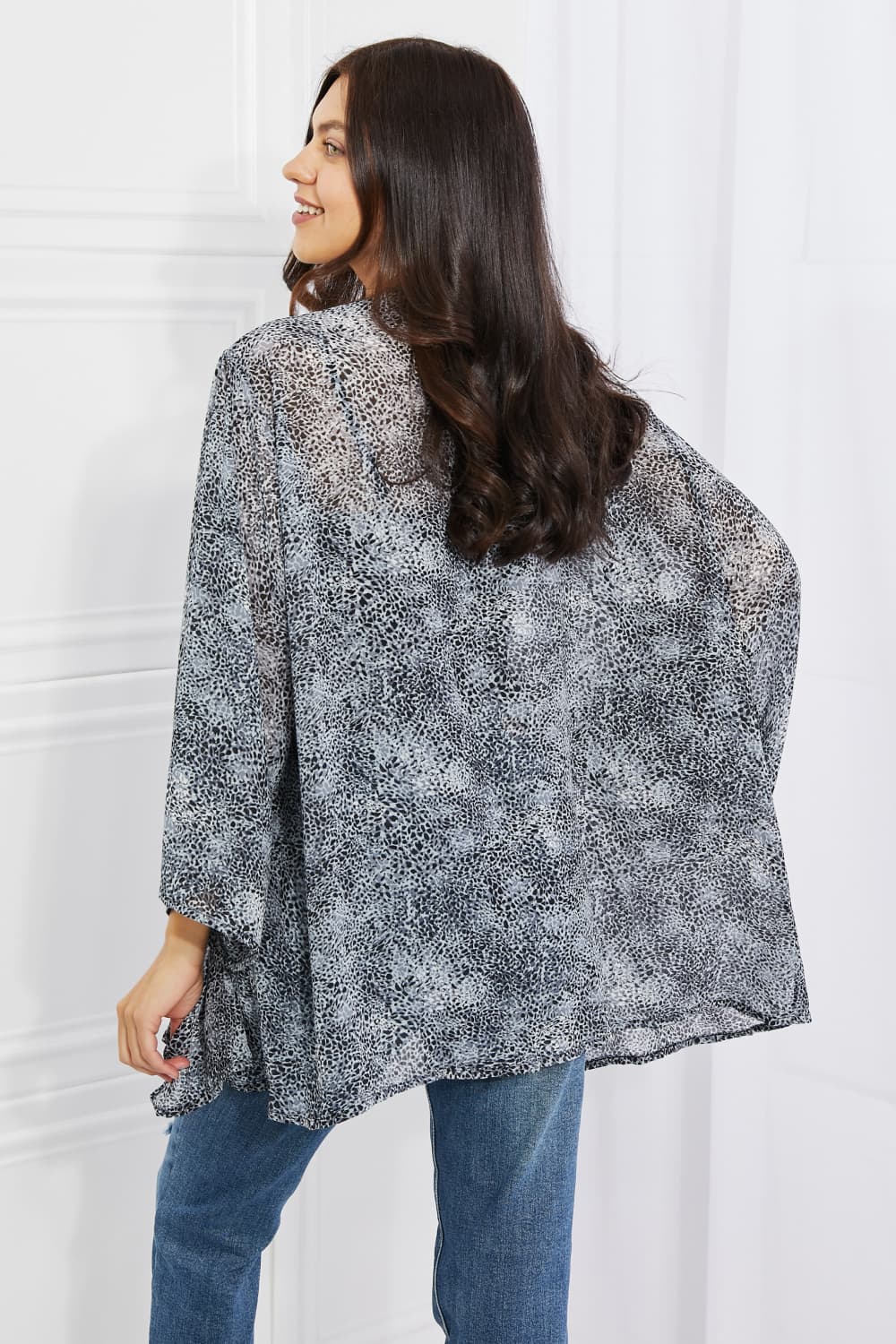 Melody Full Size Snake Print Chiffon Kimono - UrbanEthereal