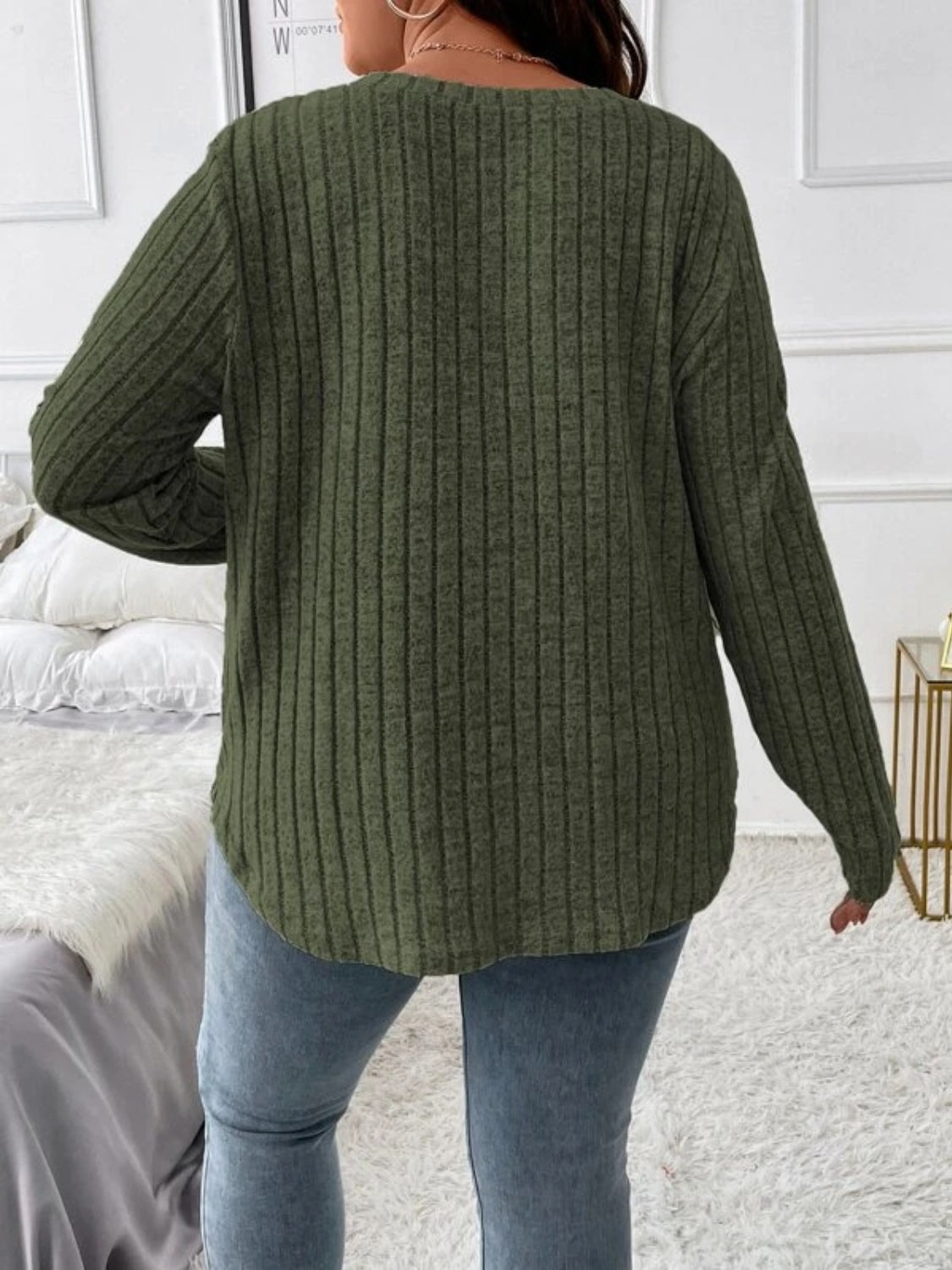 Plus Size V-Neck Long Sleeve T-Shirt - UrbanEthereal