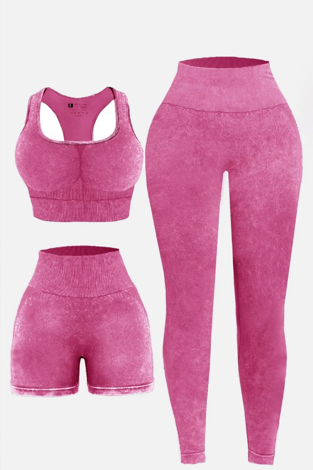 3 Piece Washed Square Neck Wide Strap Active Set - UrbanEthereal