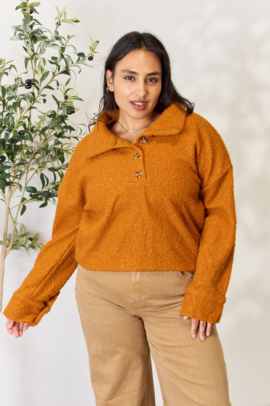 Culture Code Full Size Half Button Turtleneck Sweatshirt - UrbanEthereal