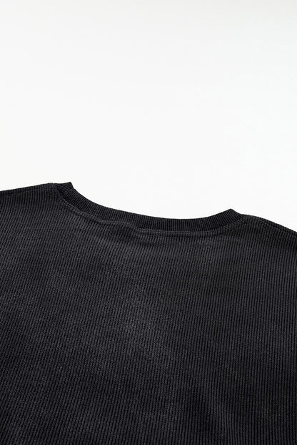 Plus Size Heart Ribbed Round Neck Sweatshirt - UrbanEthereal
