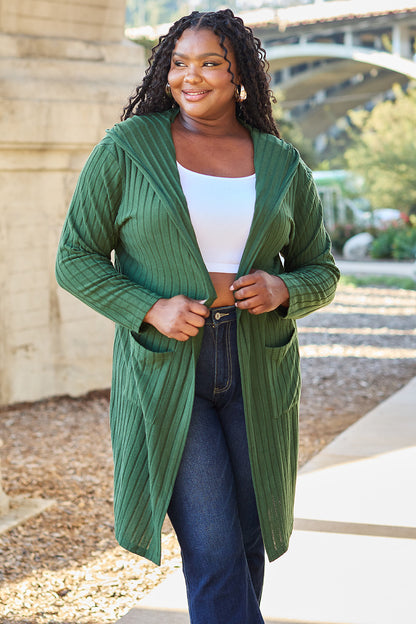 Basic Bae Full Size Hooded Sweater Cardigan - UrbanEthereal