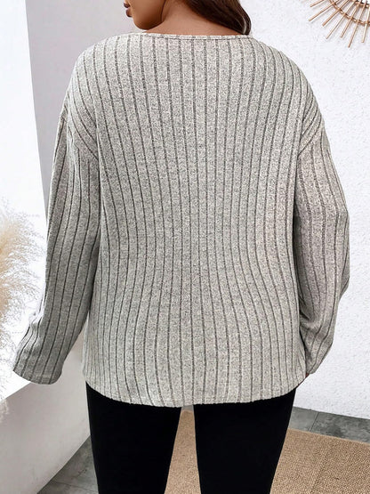 Plus Size Lace Detail Long Sleeve T-Shirt - UrbanEthereal