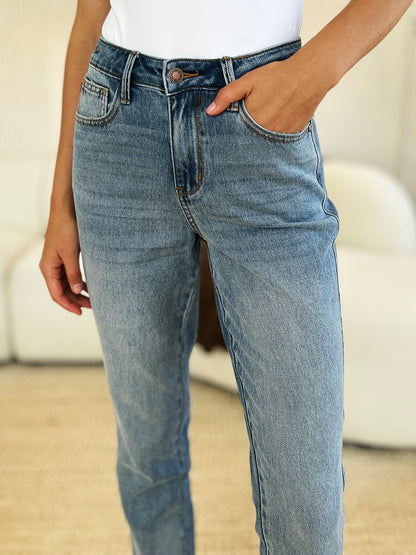 Judy Blue Full Size Mid Rise Rigid Magic Release Hem Jeans - UrbanEthereal