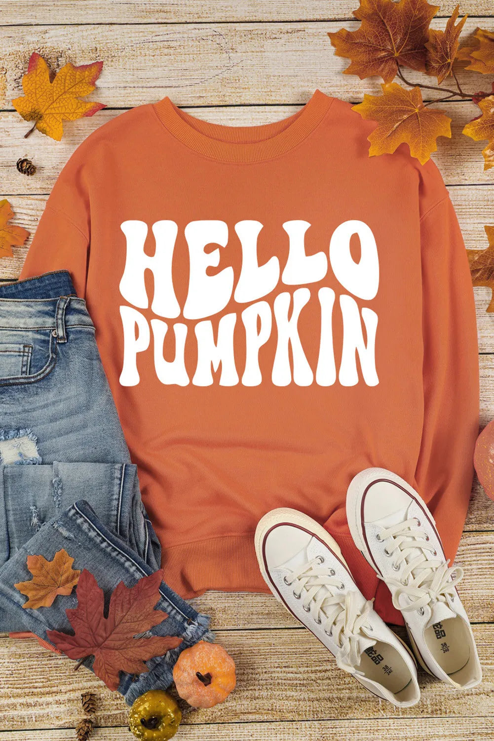 Letter Graphic Round Neck Long Sleeve Sweatshirt