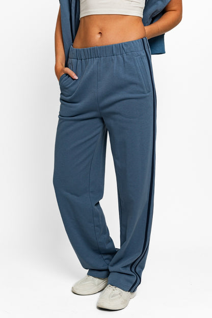 Le Lis High Waisted Side Stripes Straight Track Sweatpants - UrbanEthereal