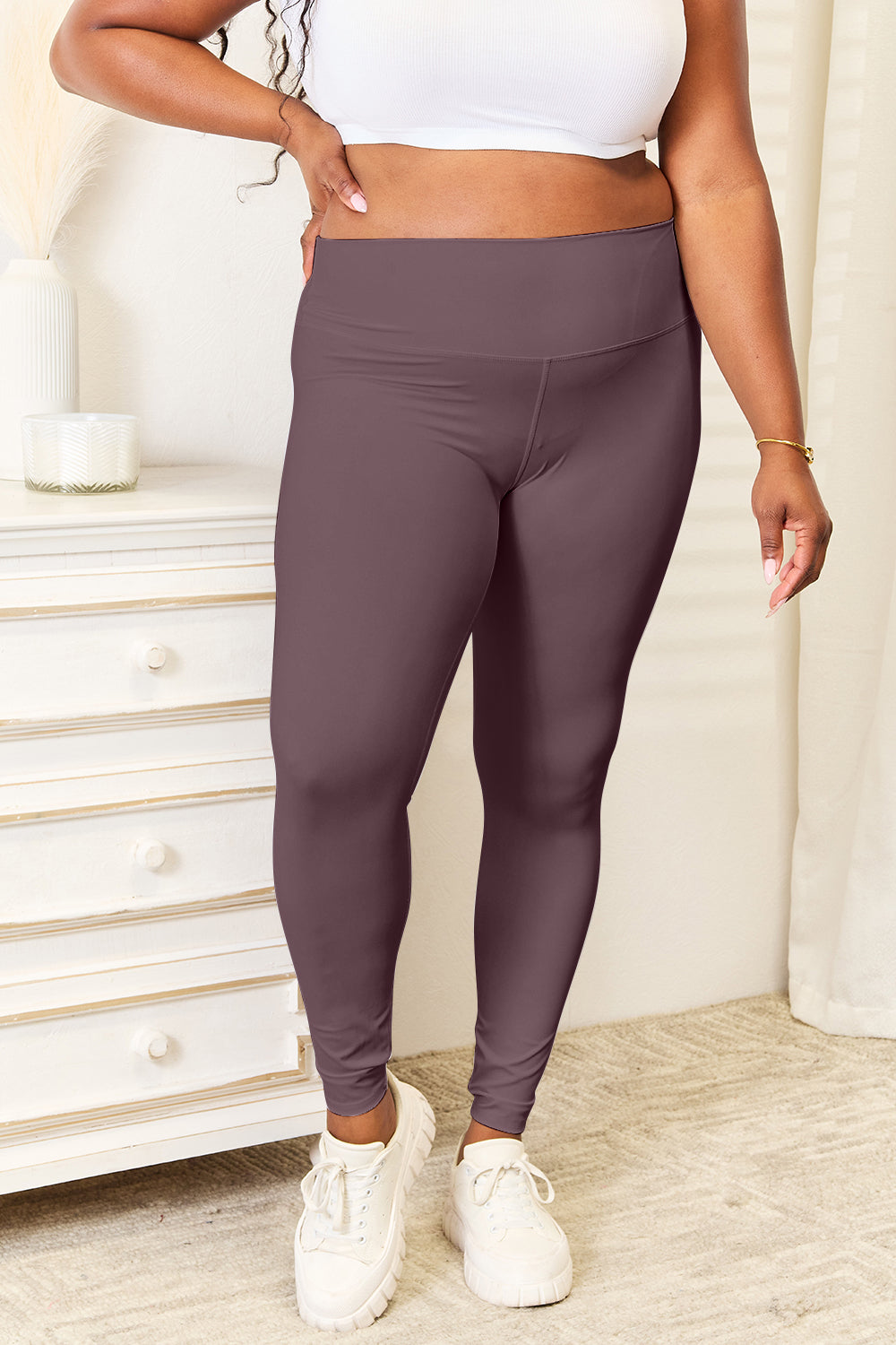 Double Take Wide Waistband Sports Leggings - UrbanEthereal