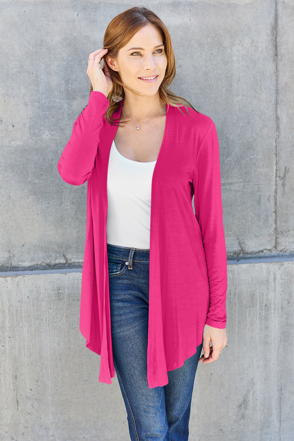 Basic Bae Full Size Open Front Long Sleeve Cardigan - UrbanEthereal