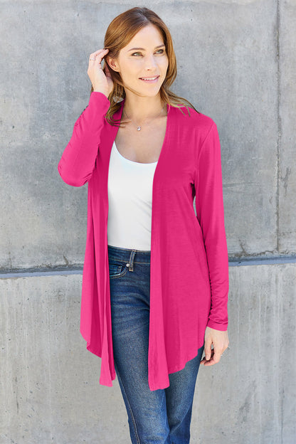 Basic Bae Full Size Open Front Long Sleeve Cardigan - UrbanEthereal