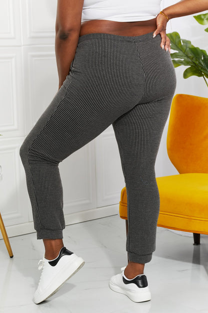 Blumin Apparel Full Size Easy Living Ribbed Joggers - UrbanEthereal