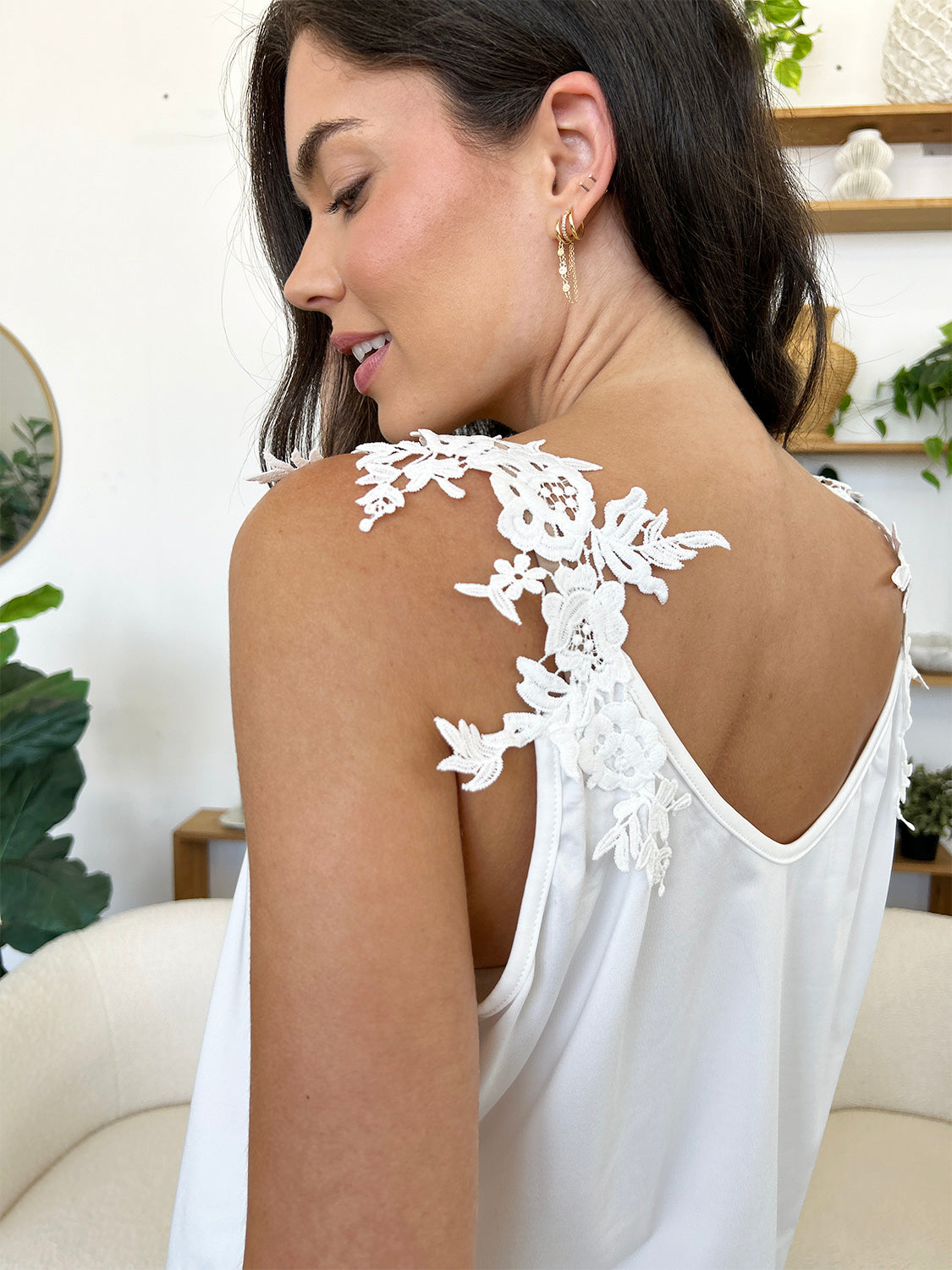 Full Size Lace Detail Scoop Neck Tank - UrbanEthereal