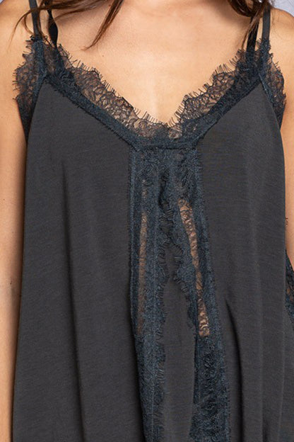 POL Lace Detail V-Neck Cami - UrbanEthereal